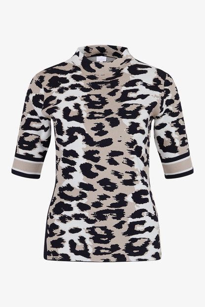Short-sleeved Jumper with Stand-up Collar