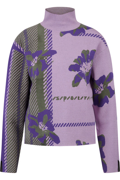 Jumper in Abstract Check Jacquard