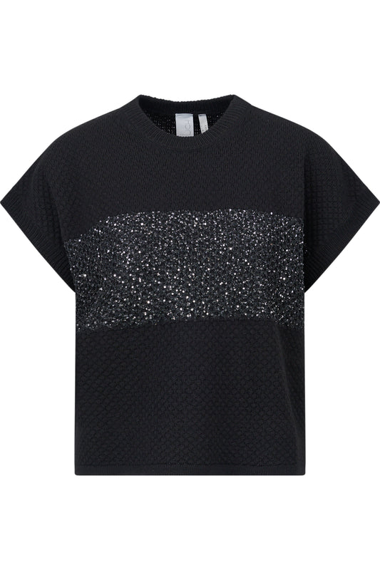 Sleeveless Jumper with Sequinned Knit