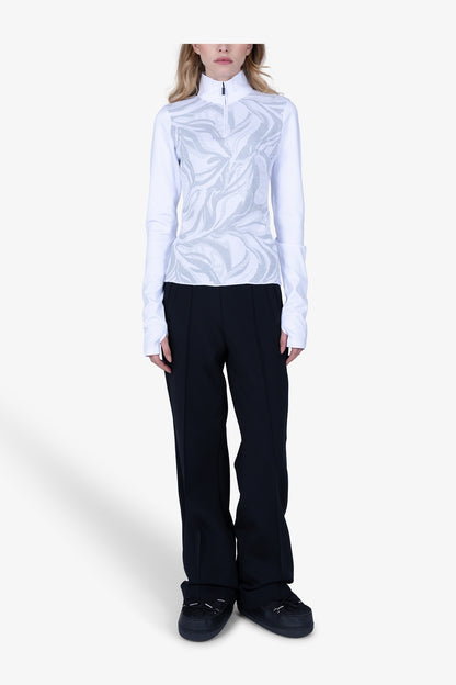 高領提花長袖T恤