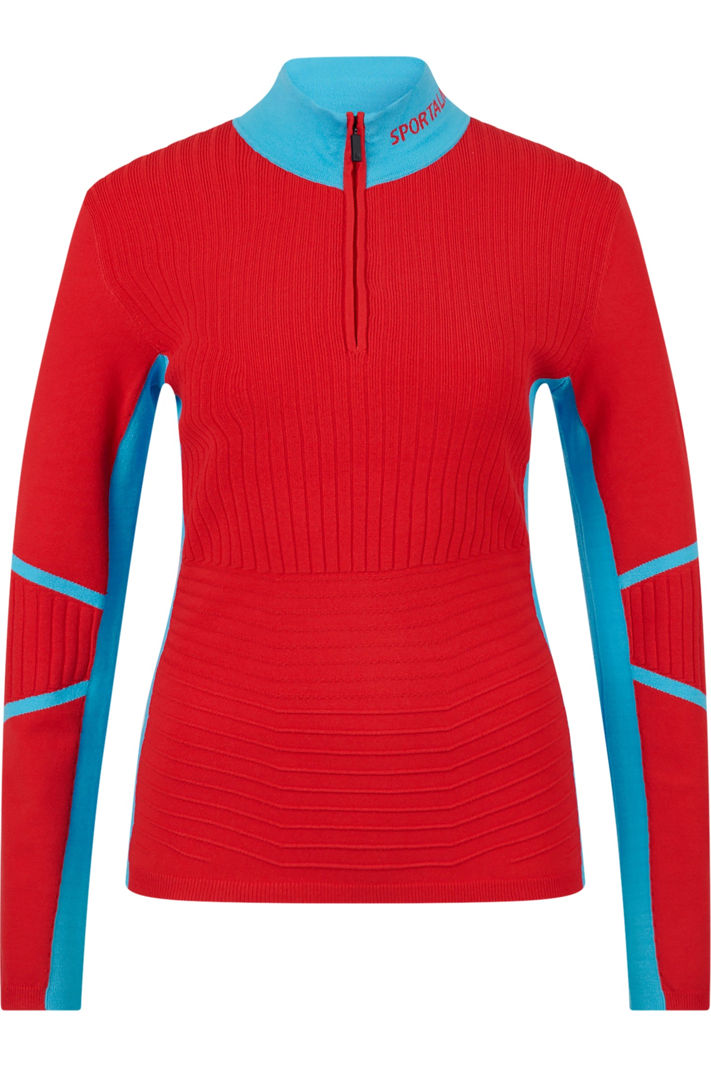 撞色色塊拉鏈立領針織套頭衫