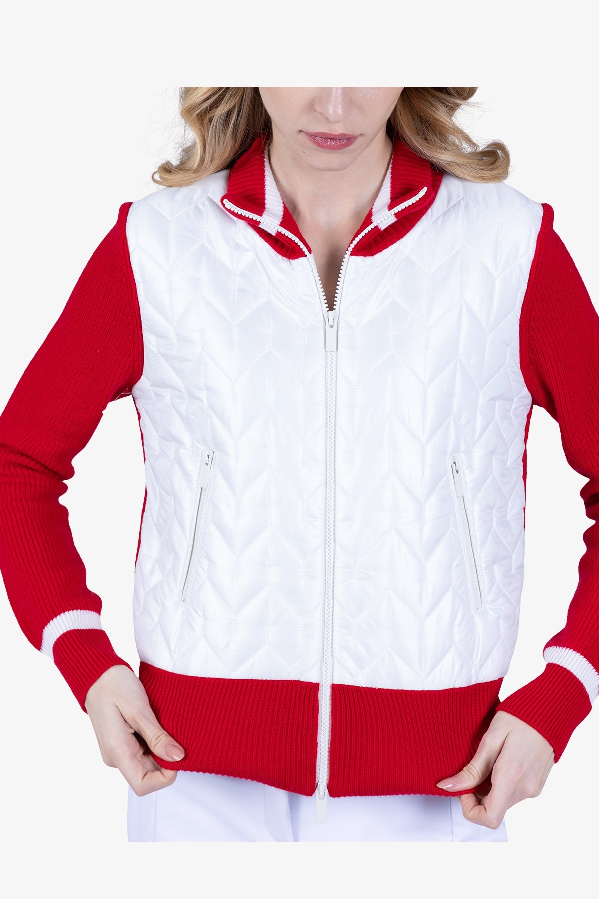 撞色拼接絎縫飛行員夾克