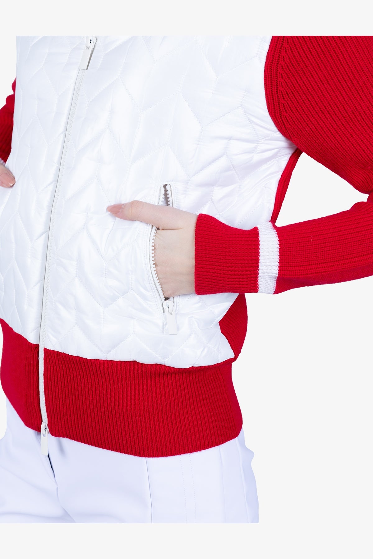 撞色拼接絎縫飛行員夾克