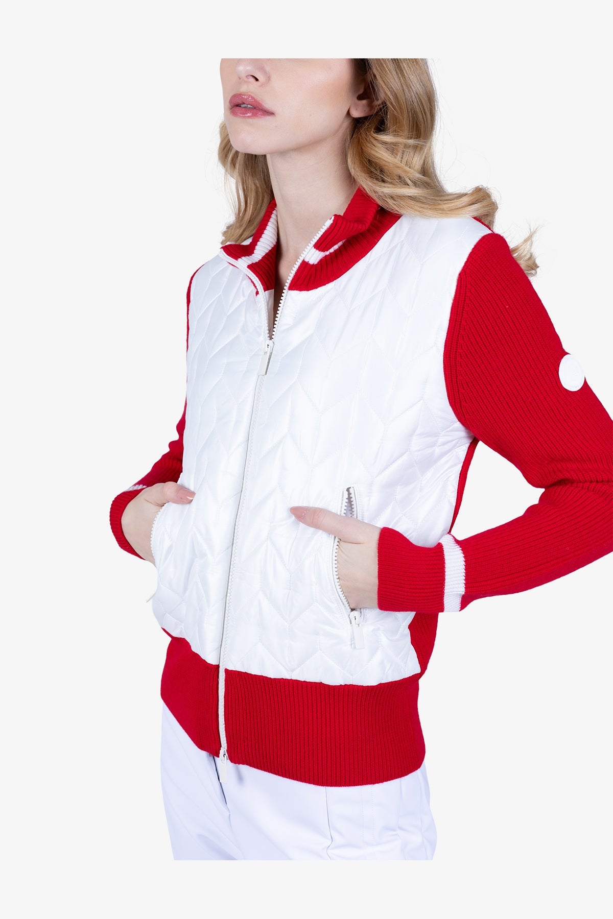 撞色拼接絎縫飛行員夾克