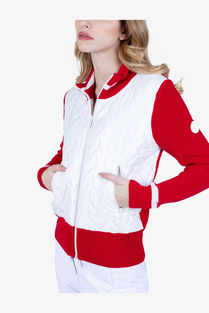 撞色拼接絎縫飛行員夾克