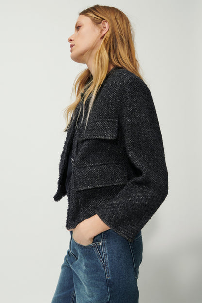 Cropped Jacket in Soft Two-tone Twwed