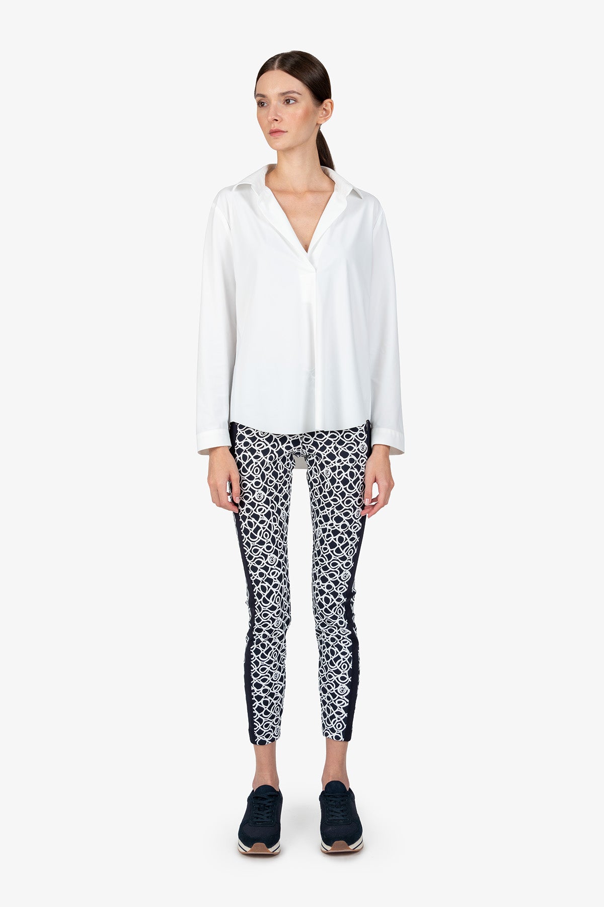 Slip-on Blouse with Shirt Collar