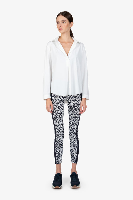 Slip-on Blouse with Shirt Collar