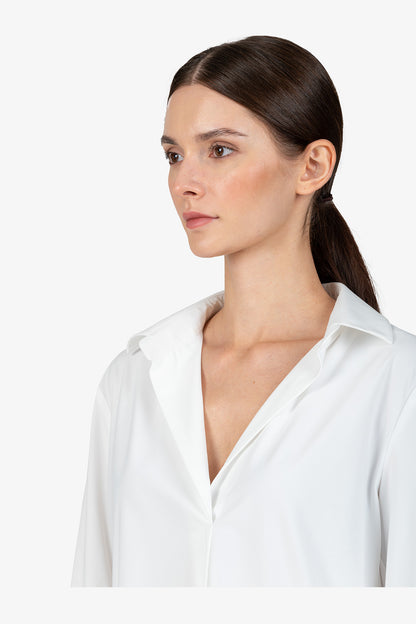 Slip-on Blouse with Shirt Collar