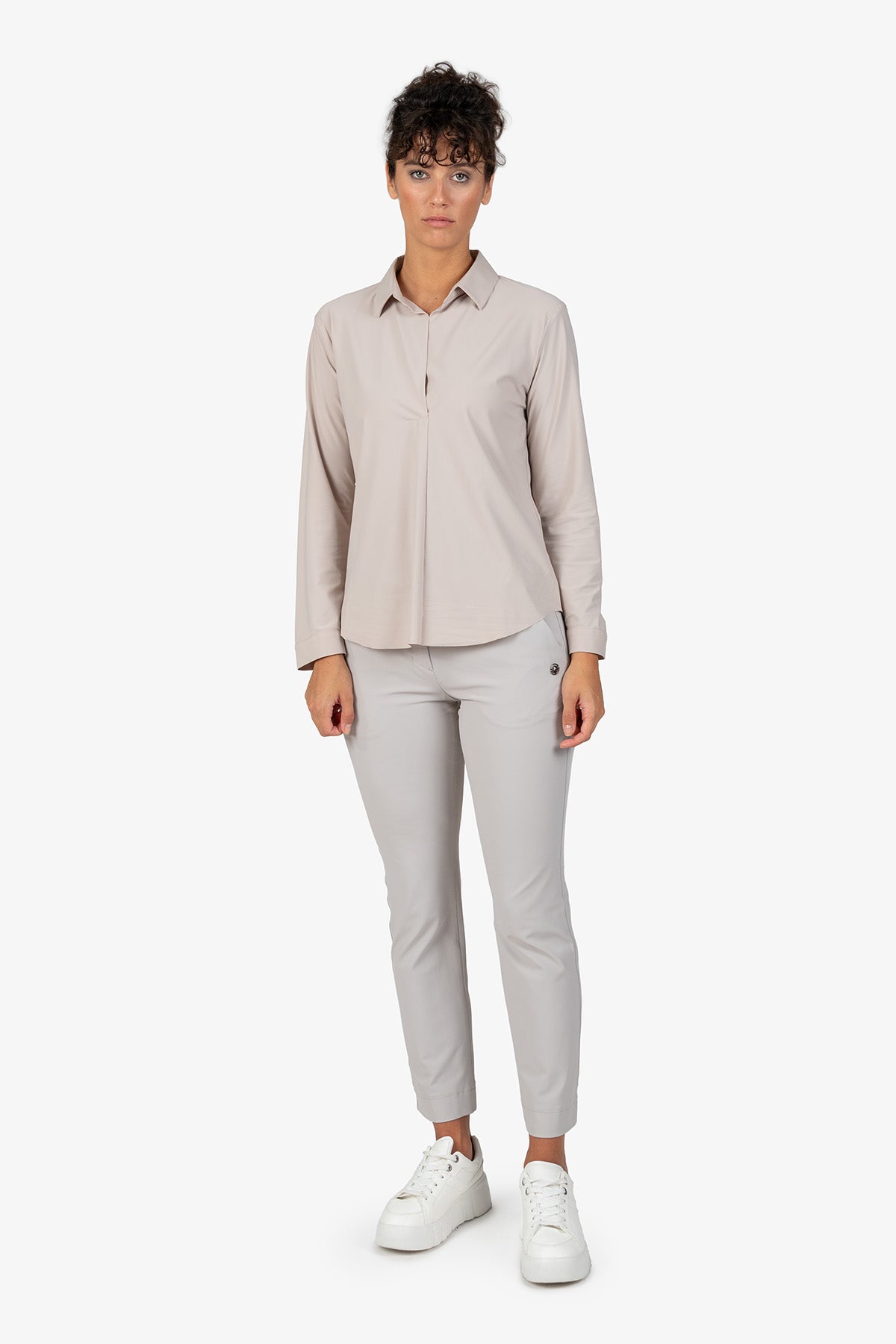 Slip-on Blouse with Shirt Collar