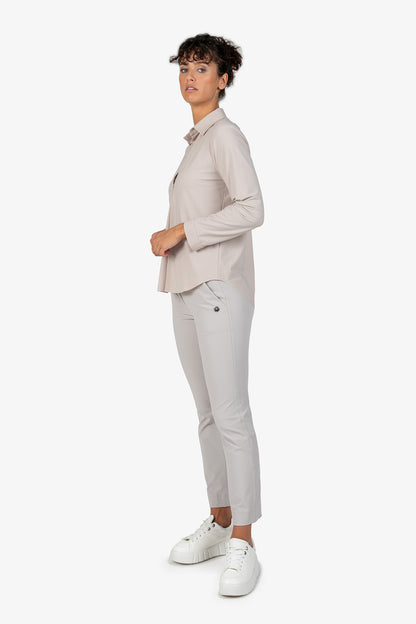 Slip-on Blouse with Shirt Collar