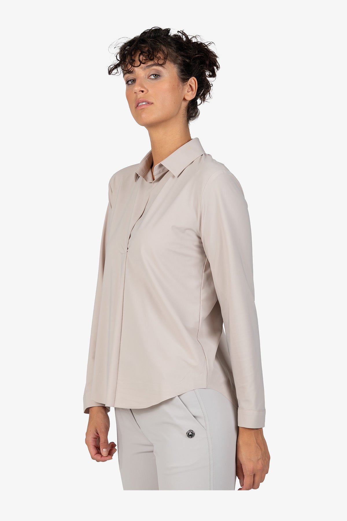 Slip-on Blouse with Shirt Collar