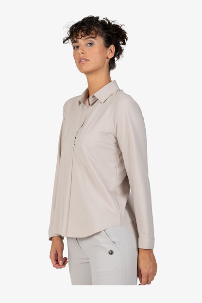 Slip-on Blouse with Shirt Collar