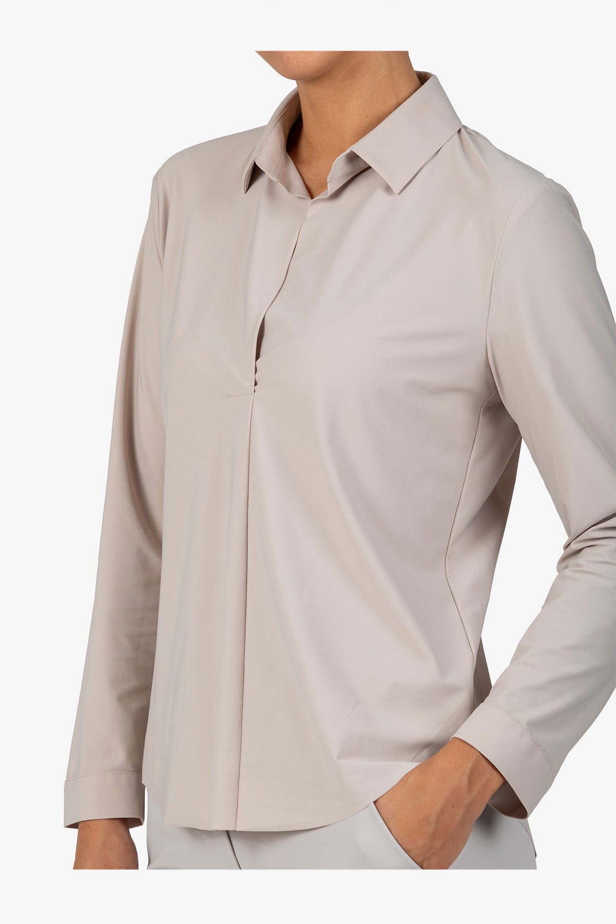 Slip-on Blouse with Shirt Collar