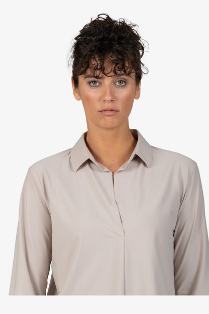 Slip-on Blouse with Shirt Collar