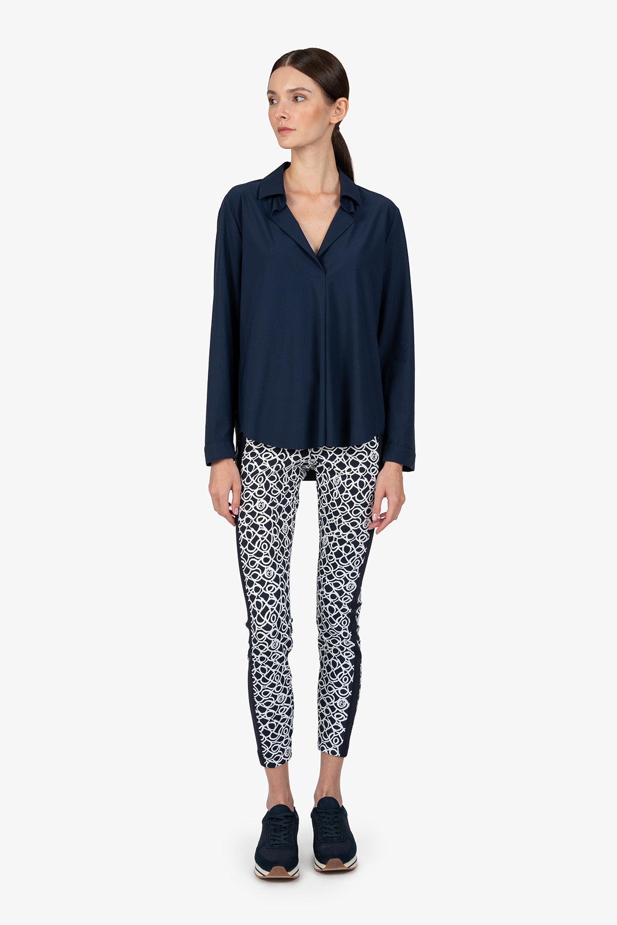 Slip-on Blouse with Shirt Collar