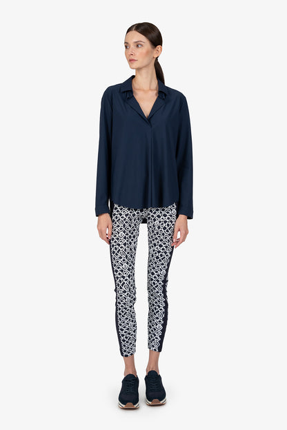 Slip-on Blouse with Shirt Collar