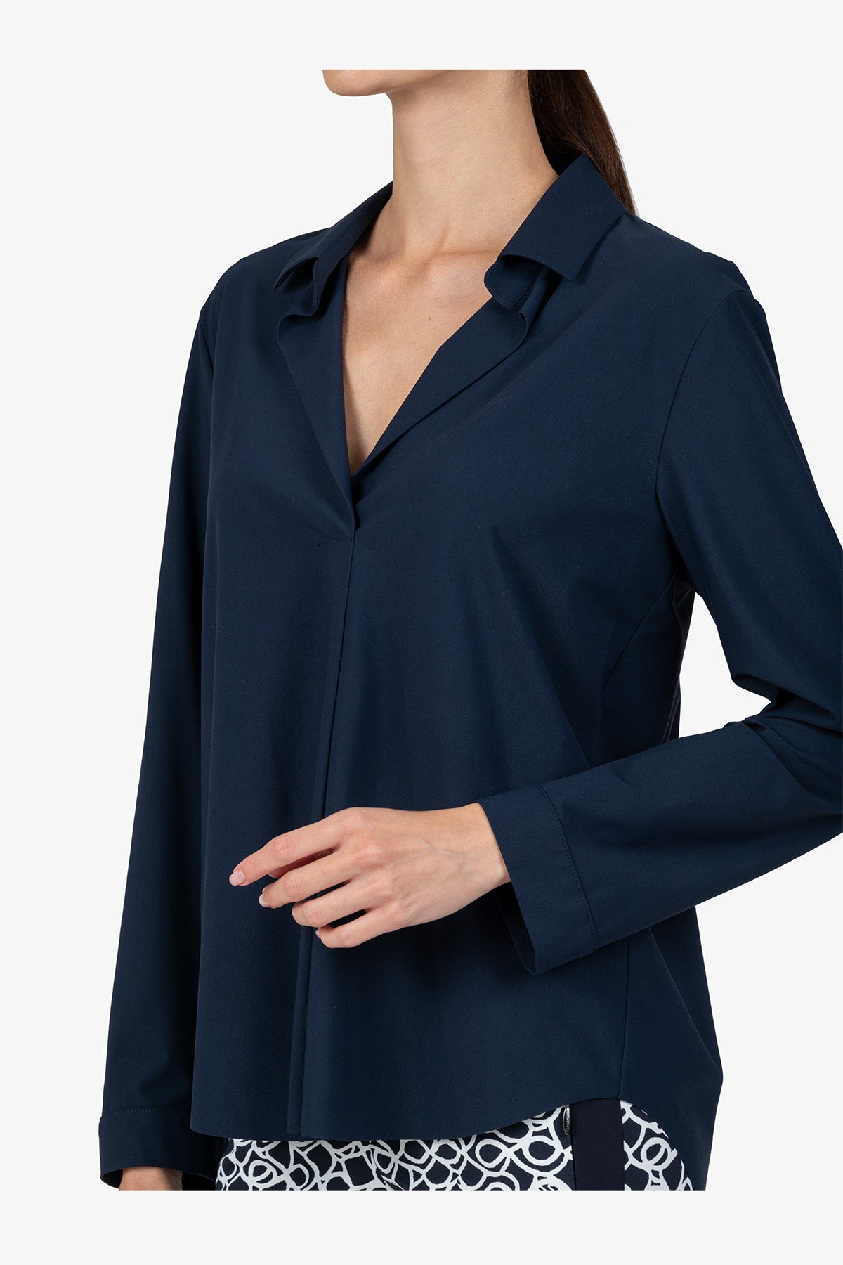 Slip-on Blouse with Shirt Collar