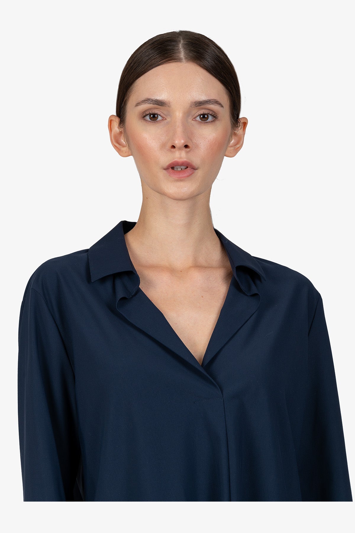 Slip-on Blouse with Shirt Collar