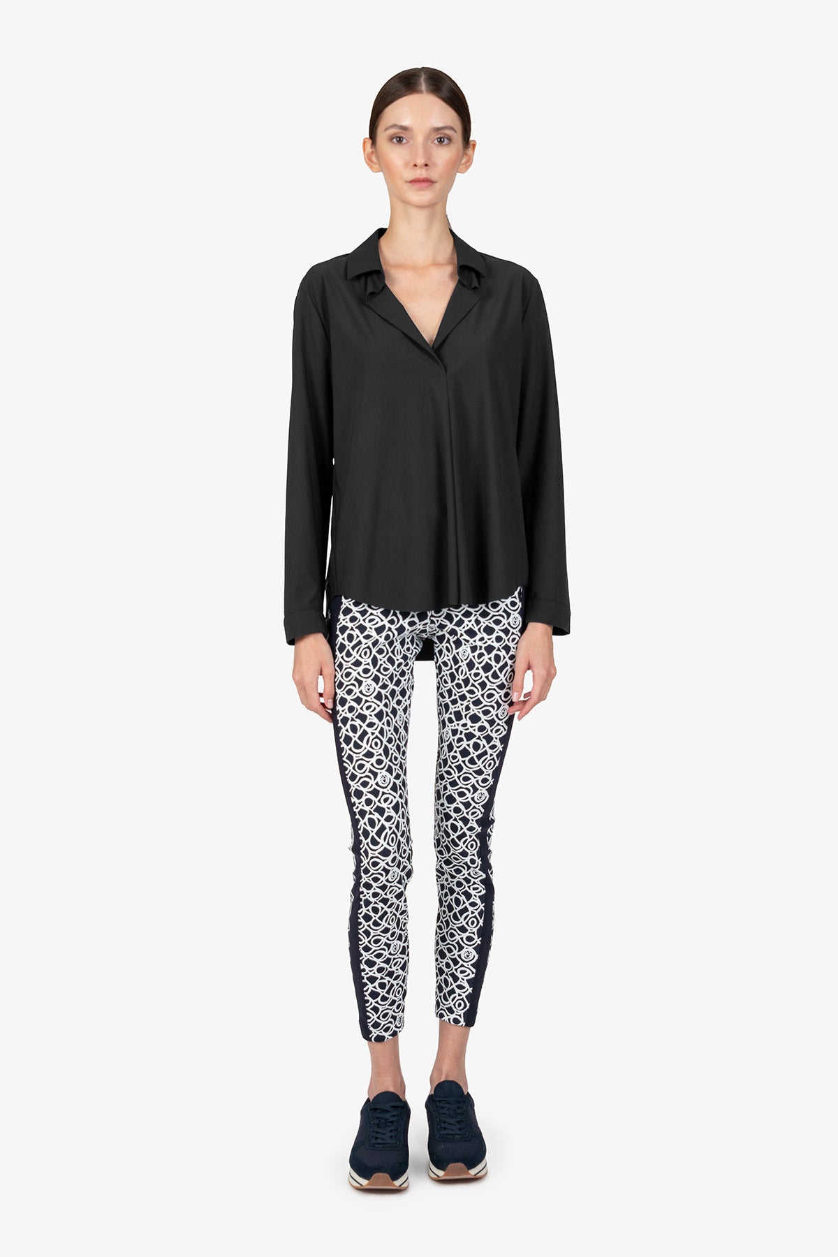 Slip-on Blouse with Shirt Collar