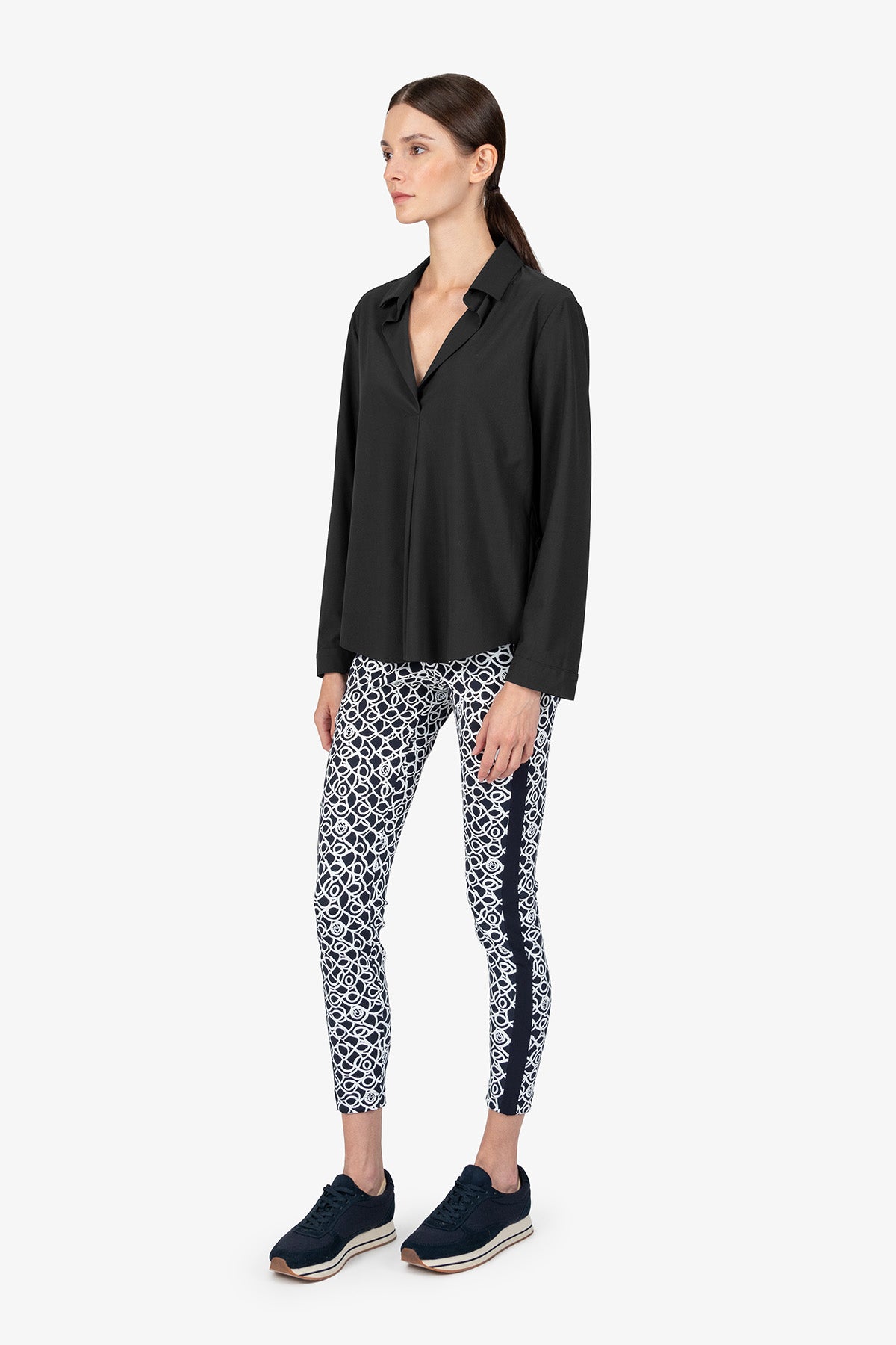 Slip-on Blouse with Shirt Collar