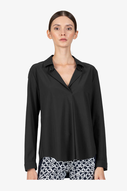 Slip-on Blouse with Shirt Collar