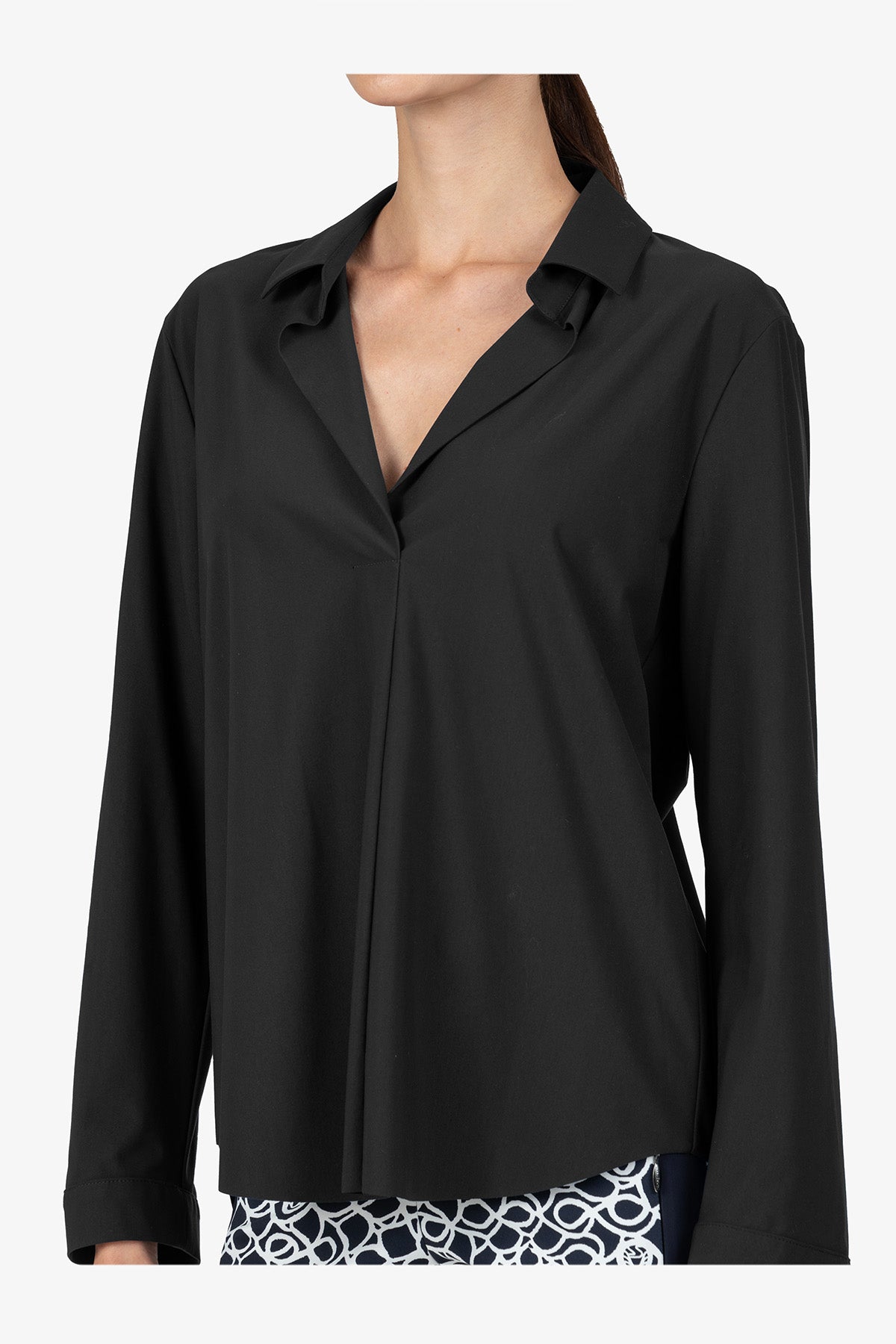 Slip-on Blouse with Shirt Collar