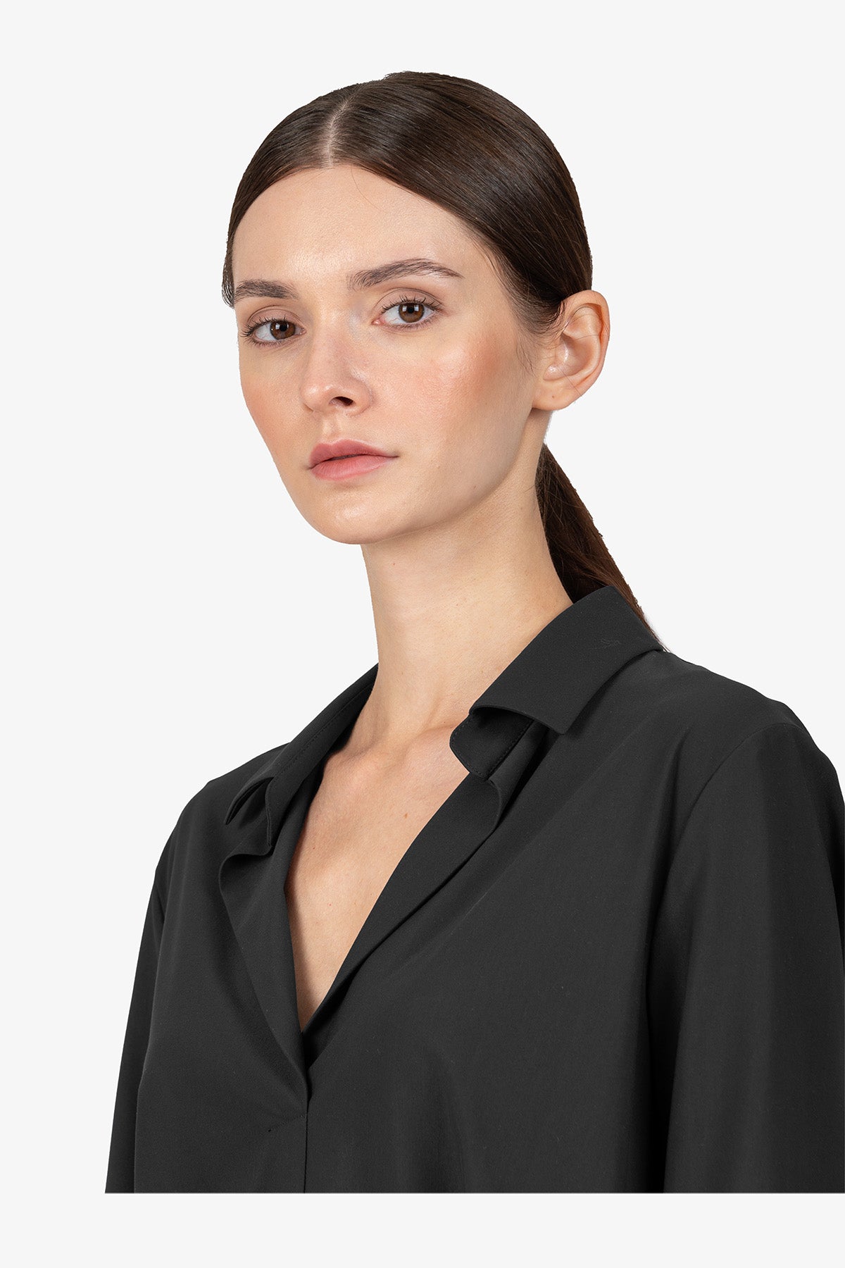 Slip-on Blouse with Shirt Collar