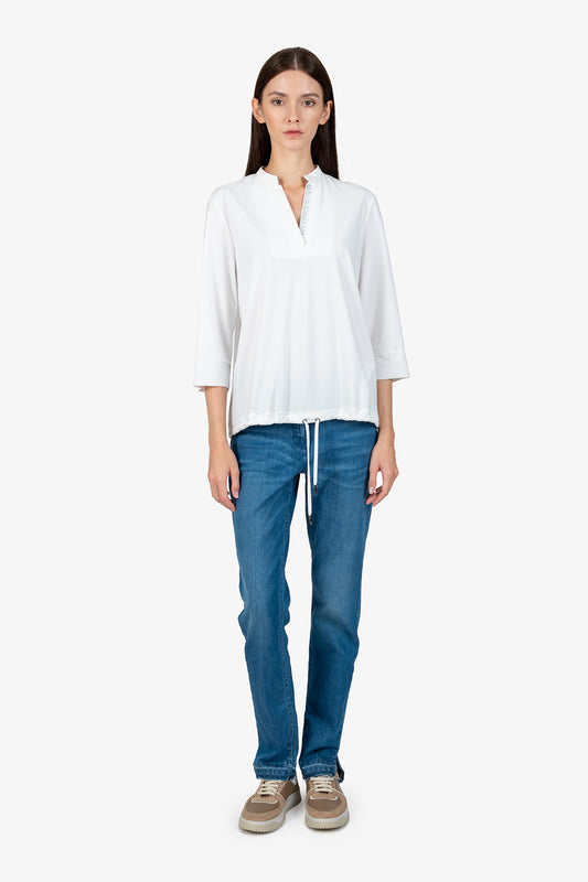 Slip-on Blouse with 3/4 Sleeves