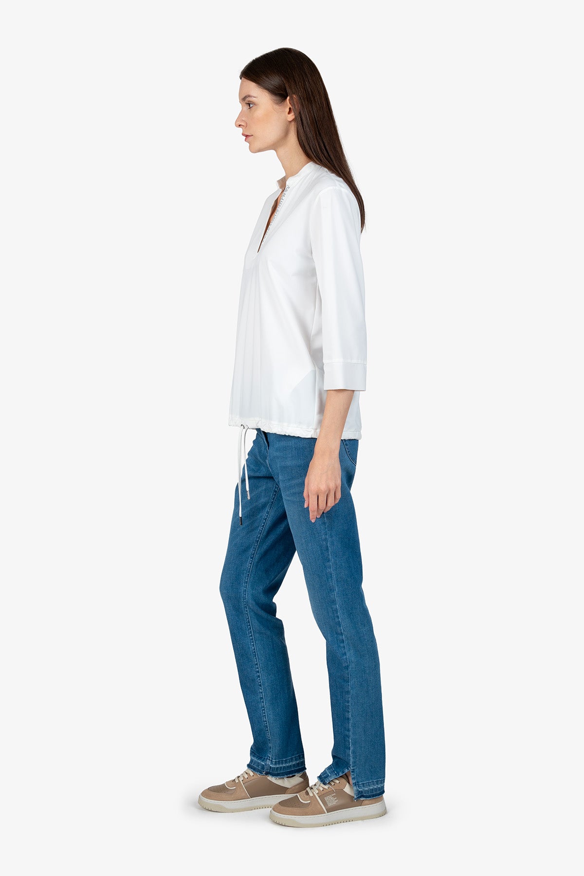 Slip-on Blouse with 3/4 Sleeves