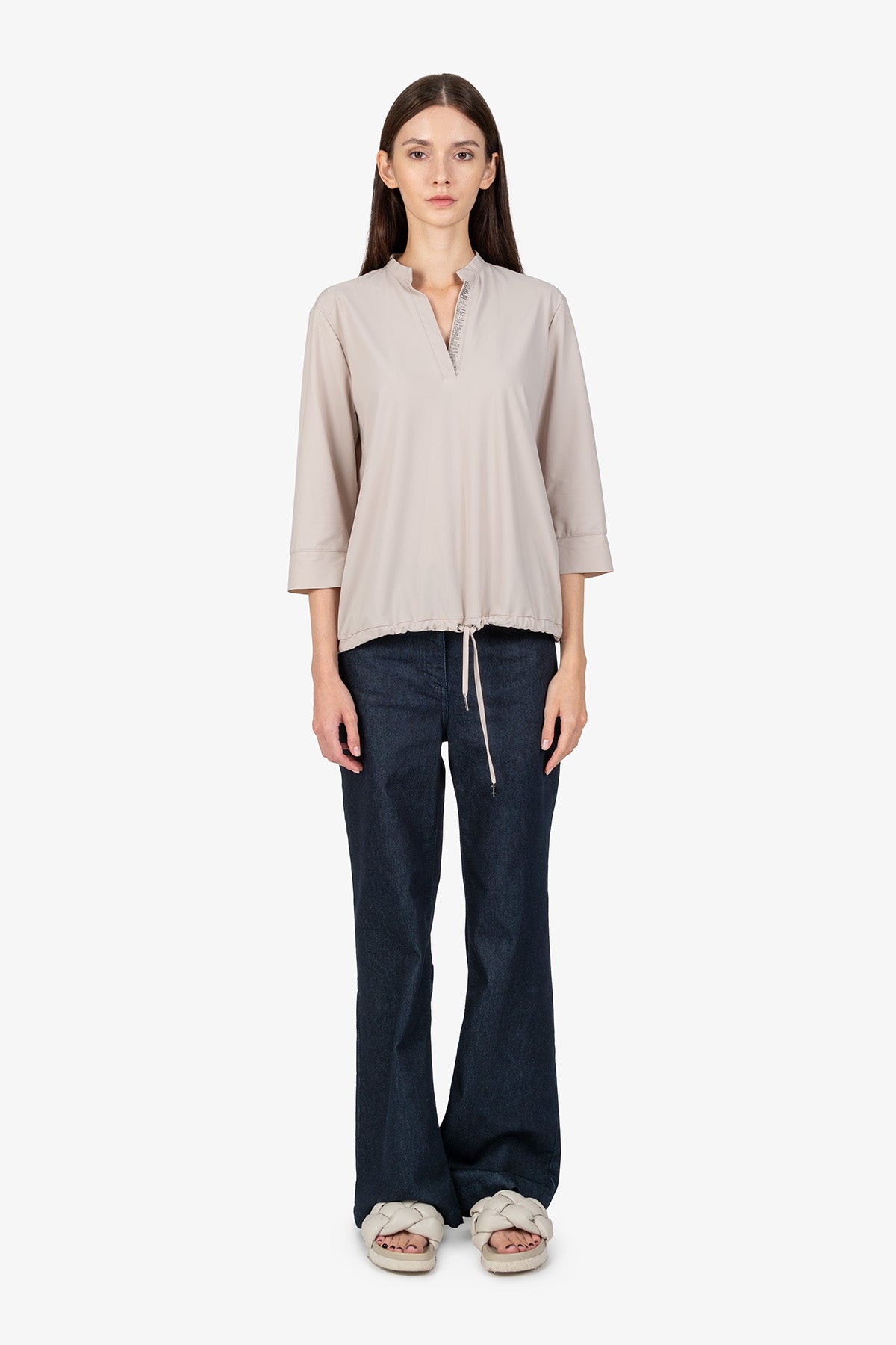 Slip-on Blouse with 3/4 Sleeves
