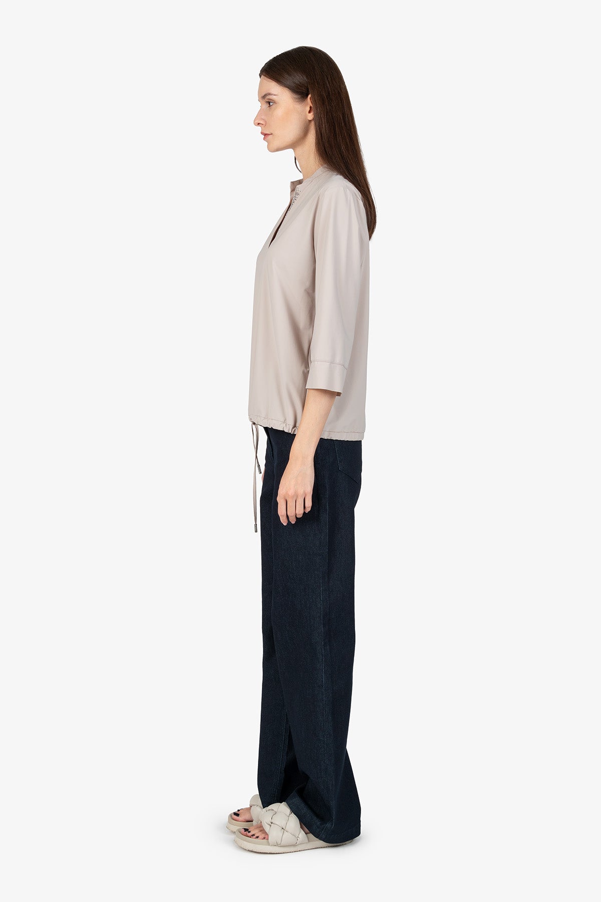 Slip-on Blouse with 3/4 Sleeves