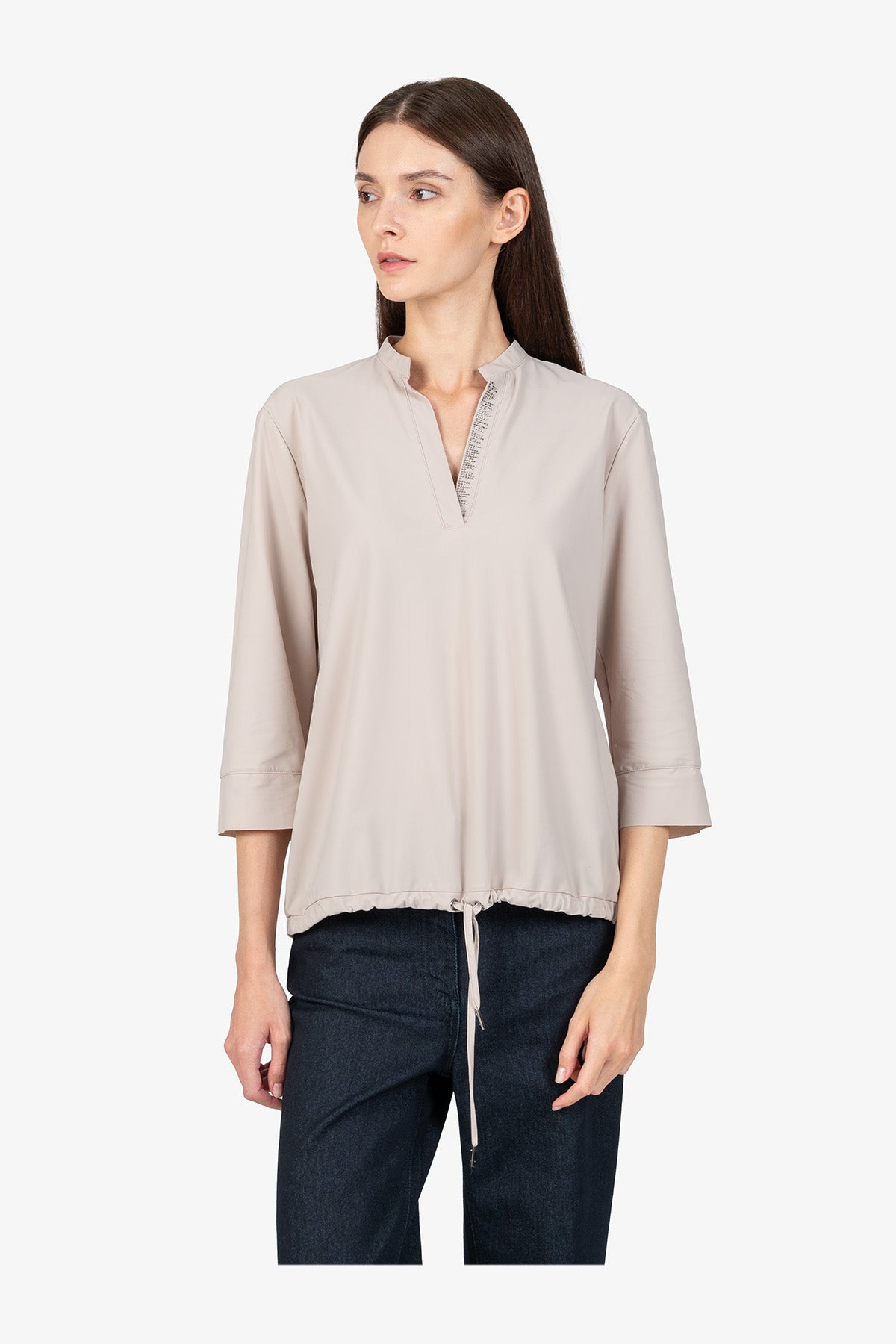 Slip-on Blouse with 3/4 Sleeves