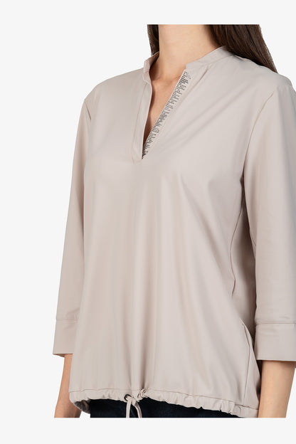 Slip-on Blouse with 3/4 Sleeves