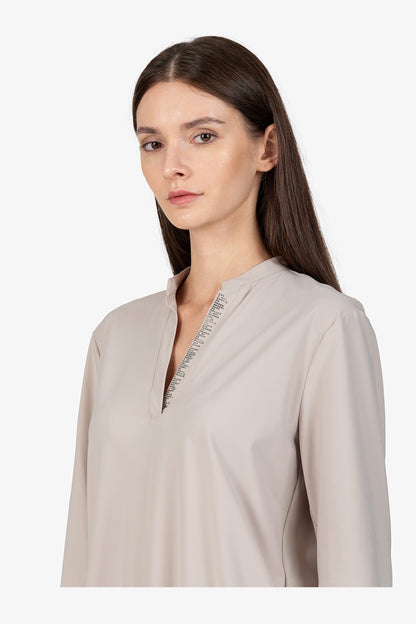 Slip-on Blouse with 3/4 Sleeves