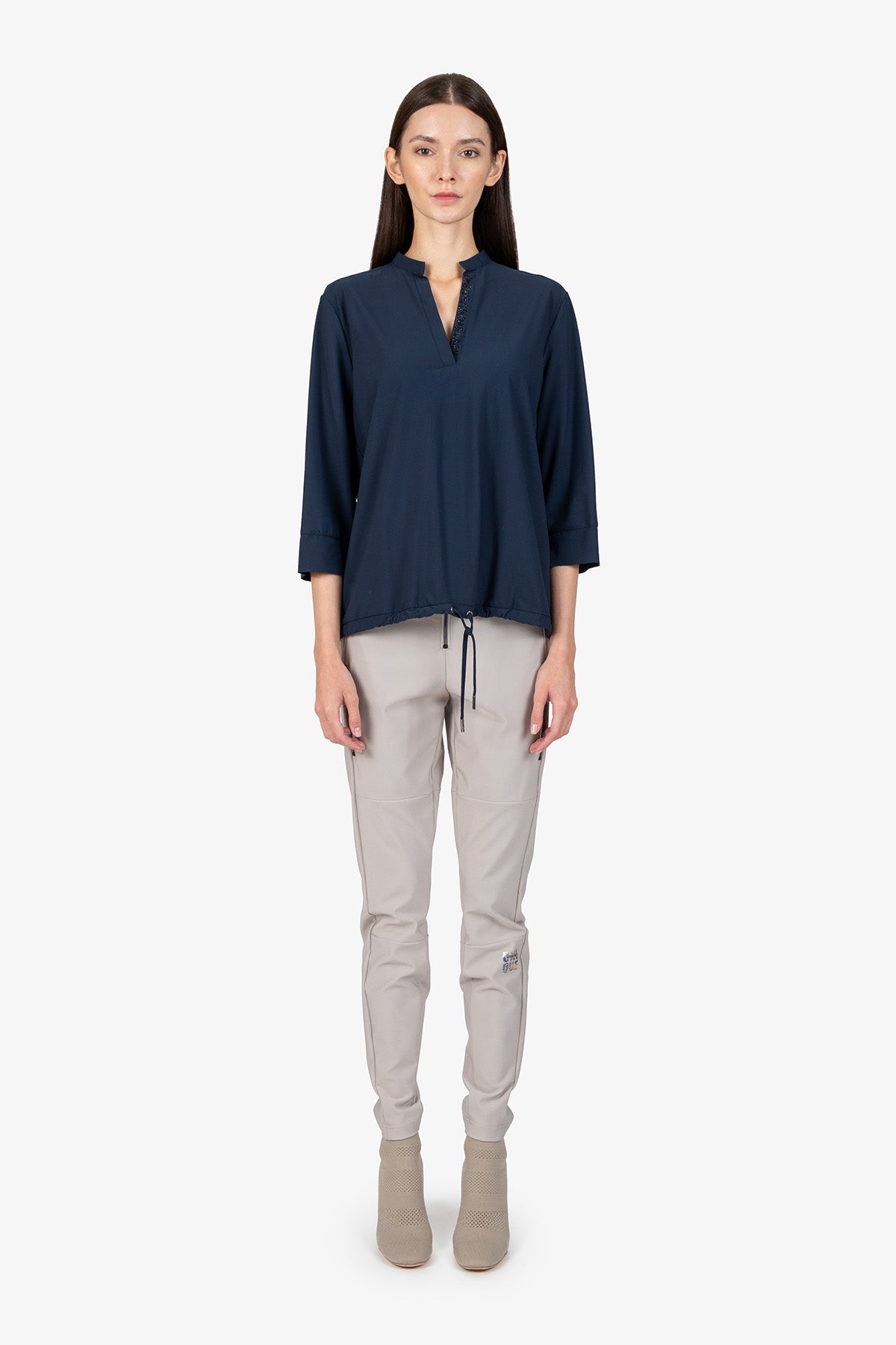 Slip-on Blouse with 3/4 Sleeves