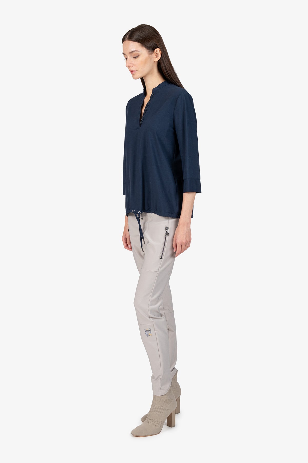 Slip-on Blouse with 3/4 Sleeves