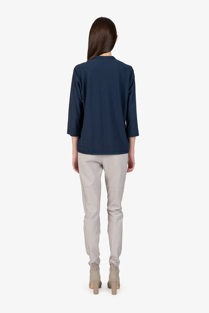 Slip-on Blouse with 3/4 Sleeves