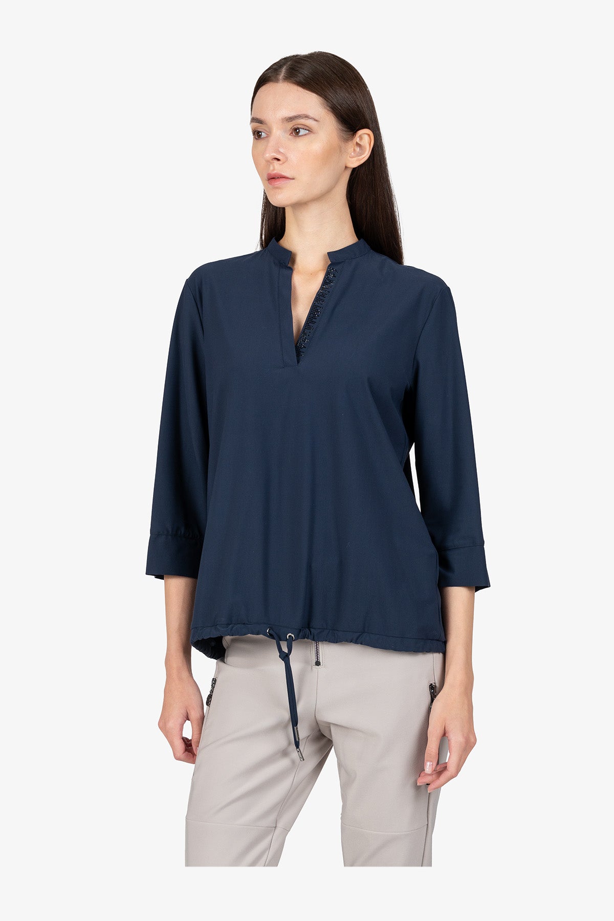 Slip-on Blouse with 3/4 Sleeves