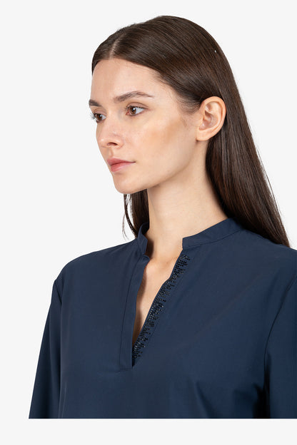 Slip-on Blouse with 3/4 Sleeves