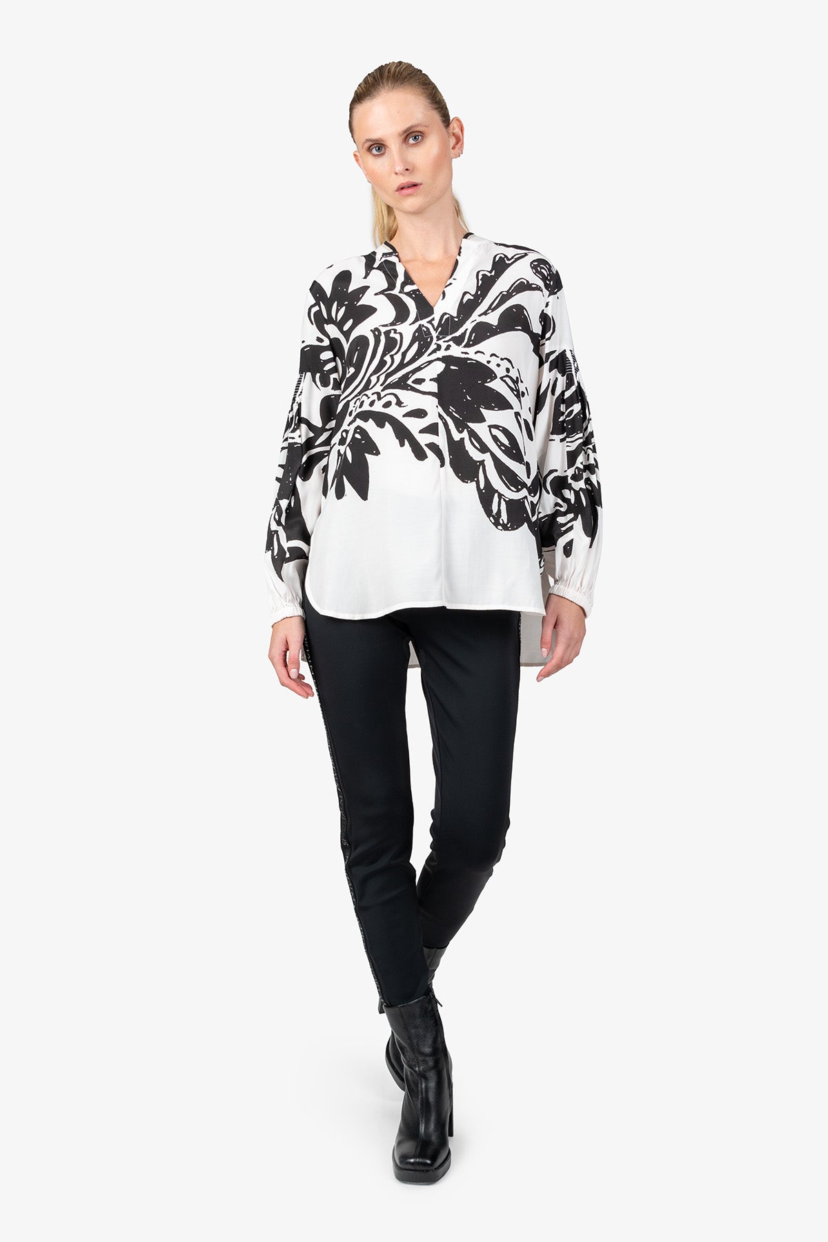 Long Blouse with V-neck