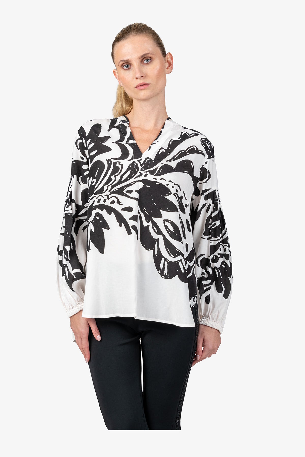 Long Blouse with V-neck
