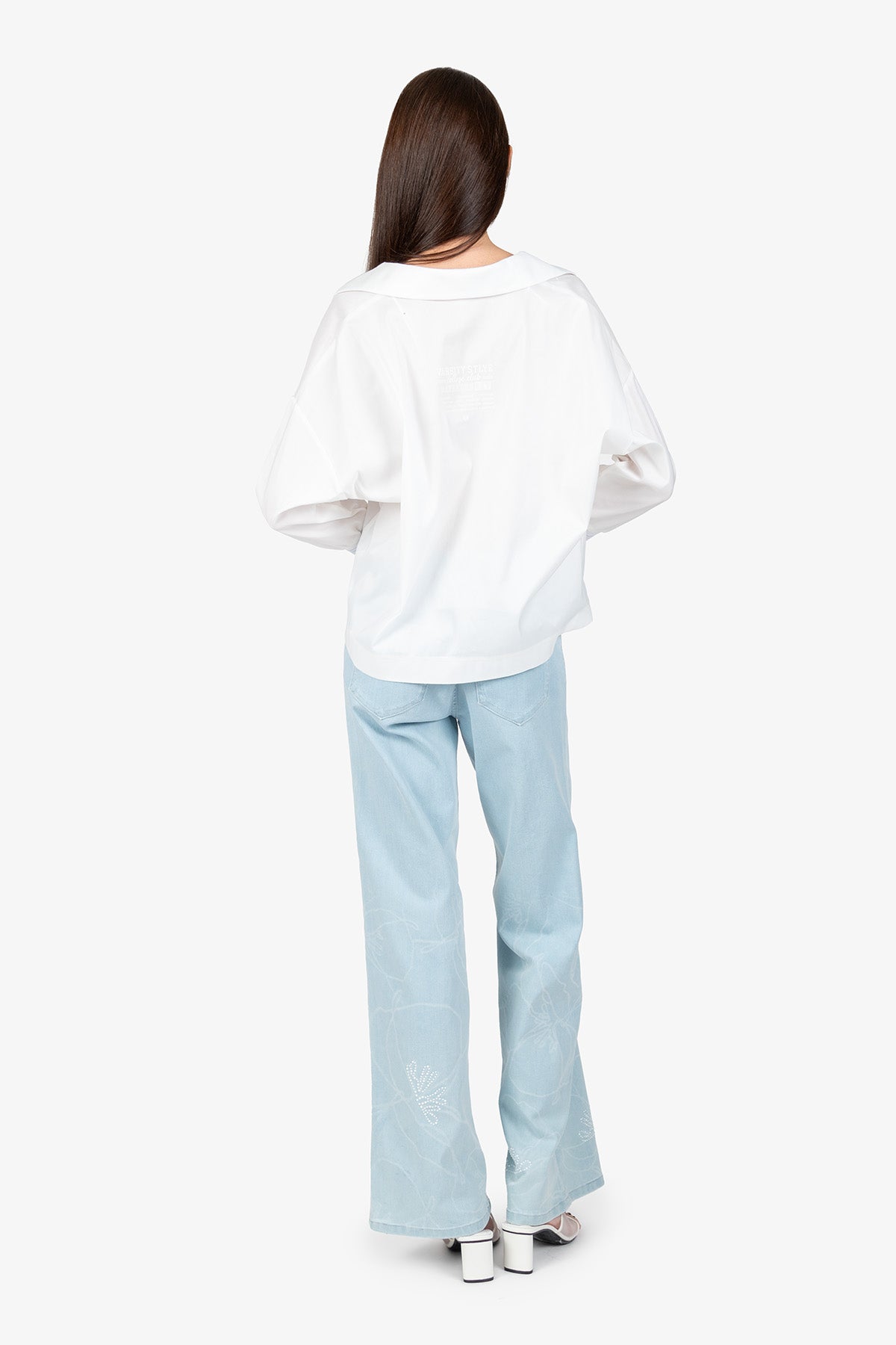 Short Blouse with Shirt Collar