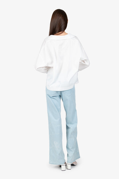 Short Blouse with Shirt Collar