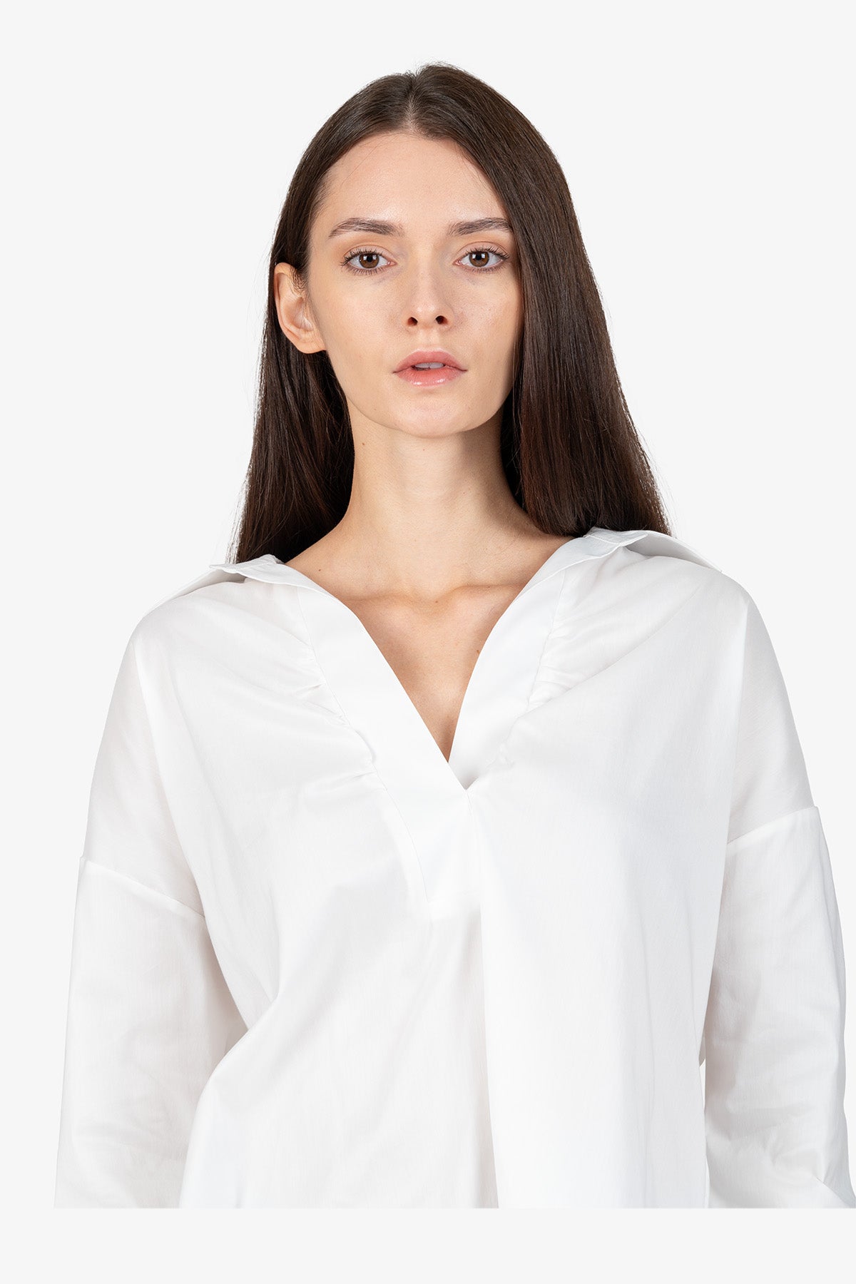 Short Blouse with Shirt Collar