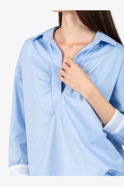 Short Blouse with Shirt Collar