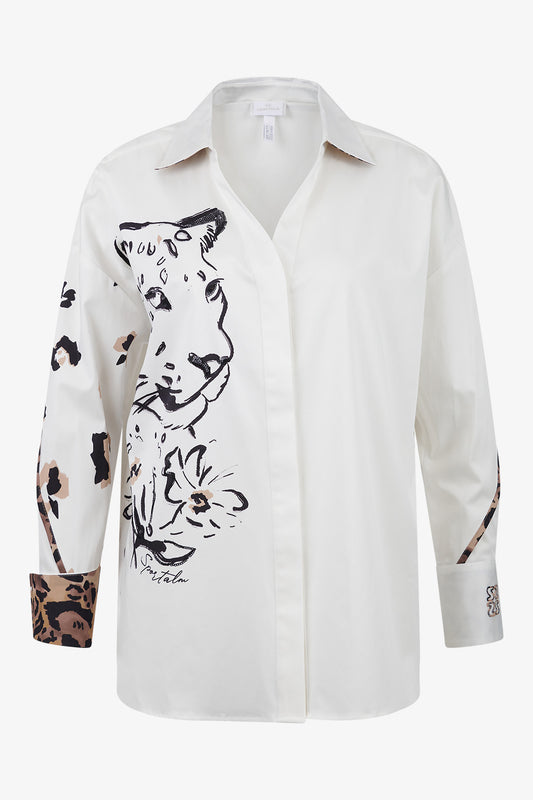 Shirt Blouse with Leo Print