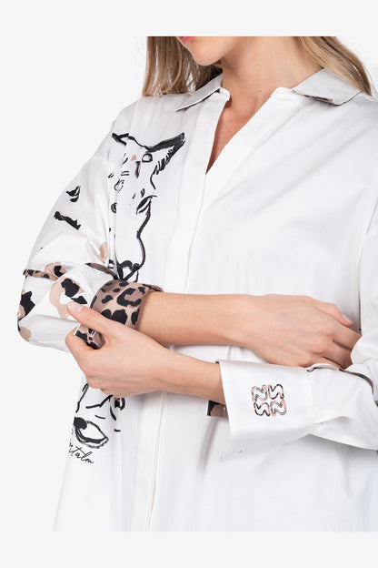 Shirt Blouse with Leo Print