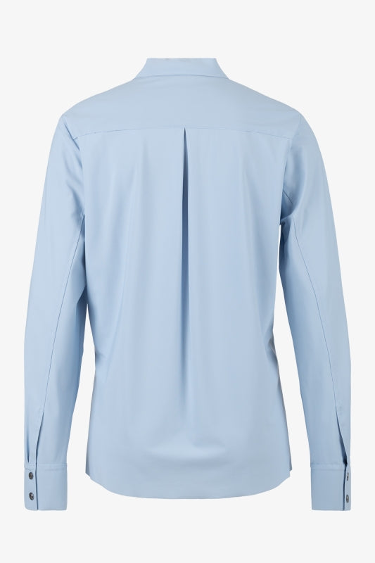 抽繩V形立領長袖襯衣