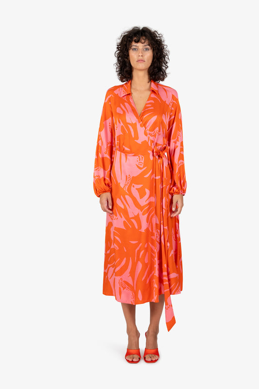 Long-sleeve Wrap Dress